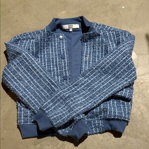 Blue Textured Blazer by Moon NYC